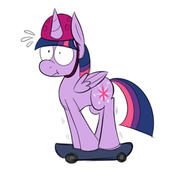 Size: 700x700 | Tagged: safe, artist:karpet-shark, derpibooru import, twilight sparkle, twilight sparkle (alicorn), alicorn, pony, female, helmet, mare, skateboard, solo, twily-daily