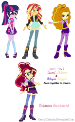 Size: 748x1215 | Tagged: safe, artist:prettycelestia, adagio dazzle, sci-twi, sunset shimmer, twilight sparkle, equestria girls, fusion, gem fusion, multiple arms, multiple eyes, six arms, steven universe, third eye