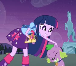 Size: 400x350 | Tagged: safe, derpibooru import, spike, twilight sparkle, dog, equestria girls, equestria girls (movie), duo, element of magic, equestria girls prototype, prototype, spike the dog