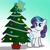 Size: 1500x1500 | Tagged: safe, artist:xain-russell, rarity, pony, unicorn, christmas tree, levitation, solo, tree