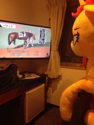 Size: 888x1184 | Tagged: safe, artist:ec31314, sunset shimmer, horse, irl, japanese, photo, plushie, sports, television