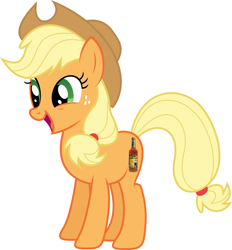 Size: 1600x1725 | Tagged: safe, applejack, earth pony, pony, alcohol, happy, literal cutie marks, open mouth, simple background, smiling, solo