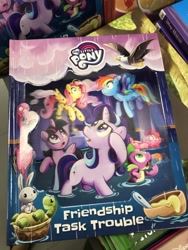 Size: 768x1024 | Tagged: safe, artist:amy mchugh, angel bunny, fluttershy, pinkie pie, rainbow dash, spike, starlight glimmer, tank, twilight sparkle, twilight sparkle (alicorn), alicorn, dragon, earth pony, pegasus, pony, unicorn, every little thing she does, book, flood, friendship task trouble, merchandise, mind control, official