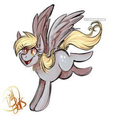 Size: 1020x991 | Tagged: safe, artist:trishabeakens, derpy hooves, pegasus, pony, female, mare, simple background, solo, spread wings