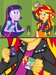 Size: 1024x1365 | Tagged: safe, edit, edited screencap, screencap, sunset shimmer, twilight sparkle, equestria girls, equestria girls (movie), parody, yu-gi-oh!