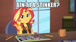 Size: 600x337 | Tagged: safe, edit, edited screencap, screencap, sunset shimmer, better together, equestria girls, super squad goals, bugs bunny, duck amuck, image macro, looney tunes, meme