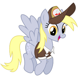 Size: 1600x1600 | Tagged: safe, artist:cheezedoodle96, derpy hooves, pegasus, pony, crusaders of the lost mark, .svg available, clothes, cute, delivery pony, female, flying, happy, hat, looking at you, mailmare, mare, open mouth, simple background, smiling, solo, spread wings, svg, transparent background, underp, uniform, vector
