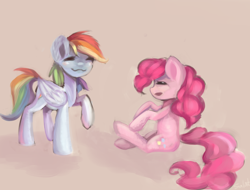 Size: 3000x2279 | Tagged: safe, artist:salatopony, derpibooru import, pinkie pie, rainbow dash, earth pony, pegasus, pony, female, high res, mare