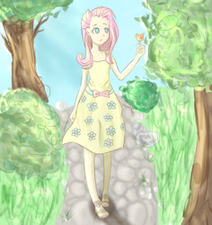 Size: 2378x2516 | Tagged: safe, artist:markianatc, fluttershy, human, clothes, dress, humanized, solo