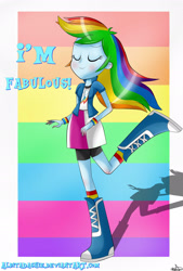 Size: 1500x2221 | Tagged: safe, artist:vixelzf, derpibooru import, rainbow dash, equestria girls, solo