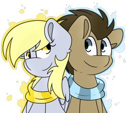 Size: 1800x1600 | Tagged: safe, artist:korgikardigan, derpy hooves, doctor whooves, pony, clothes, male, scarf, simple background, stallion