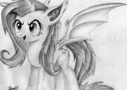 Size: 3006x2128 | Tagged: safe, artist:yamihoole, fluttershy, flutterbat, solo, traditional art