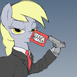 Size: 2000x2000 | Tagged: safe, derpy hooves, pegasus, pony, eminem, female, gun, mare, reference, slim shady, solo, weapon