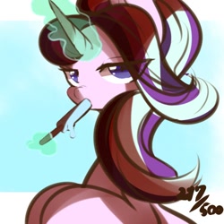 Size: 500x500 | Tagged: safe, artist:tohupo, starlight glimmer, pony, female, food, ice cream, magic, mare, solo, telekinesis