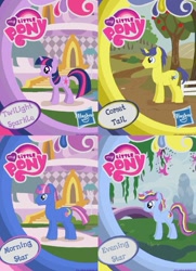 Size: 761x1049 | Tagged: safe, derpibooru import, comet tail, twilight sparkle, oc, oc:evening star, oc:morning star, cometlight, fake, female, hasbro, male, shipping, straight