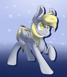 Size: 1024x1176 | Tagged: safe, artist:sourspot, derpy hooves, pegasus, pony, bubble, female, mare, raised hoof, solo