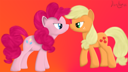 Size: 1920x1080 | Tagged: safe, artist:waveywaves, applejack, pinkie pie, earth pony, pony, applepie, female, lesbian, shipping