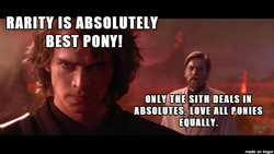 Size: 610x343 | Tagged: safe, rarity, anakin skywalker, barely pony related, best pony, darth vader, image macro, lava, meme, obi wan kenobi, obi-wan kenobi, star wars