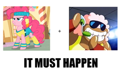 Size: 1014x631 | Tagged: safe, pinkie pie, earth pony, pony, exploitable meme, kirby, kirby of the stars, macho-san, make it happen, meme, nintendo, one two one two