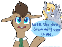 Size: 1034x791 | Tagged: safe, artist:buljong, derpy hooves, doctor whooves, pony, ask, ask doctor whooves, male, sonic screwdriver, stallion, tumblr