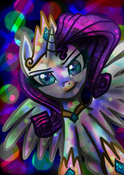 Size: 729x1032 | Tagged: safe, artist:futojijama, rarity, alicorn, pony, alicornified, psychedelic, race swap, raricorn, solo