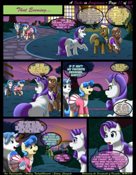 Size: 1165x1500 | Tagged: safe, artist:kitsuneyoukai, fancypants, rarity, sapphire shores, pony, unicorn, comic:a spike in confidence, comic, dialogue, explicit source, exterior, nudity, plot, talking