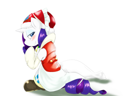 Size: 1300x1000 | Tagged: safe, artist:ushiro no kukan, rarity, pony, unicorn, alternate design, clothes, pixiv, santa costume, solo