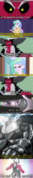 Size: 500x2636 | Tagged: safe, edit, screencap, lord tirek, princess celestia, principal celestia, robot, equestria girls, busou renkin, buster baron, crossover, exploitable meme, kakugane, meme, screencap comic, tirek vs everyone meme