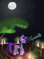 Size: 1536x2048 | Tagged: safe, artist:fuzzyfox11, derpibooru import, twilight sparkle, solo, stargazing, telescope