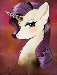 Size: 1024x1335 | Tagged: safe, artist:thunder-stream, rarity, pony, unicorn, bust, portrait, solo