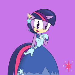 Size: 2600x2600 | Tagged: safe, artist:13throse, derpibooru import, twilight sparkle, anthro, clothes, cutie mark, dress, gala dress, solo, sonic the hedgehog (series), sonicified, species swap, style emulation