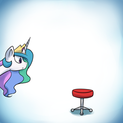 Size: 1200x1200 | Tagged: safe, artist:anticular, derpibooru import, princess celestia, alicorn, pony, ask sunshine and moonbeams, curious, solo, stool