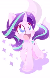 Size: 2650x4095 | Tagged: safe, artist:hungrysohma, starlight glimmer, pony, unicorn, chest fluff, cute, glimmerbetes, happy, heart, looking up, open mouth, raised hoof, smiling, solo