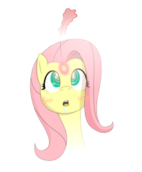 Size: 3800x4617 | Tagged: safe, artist:fluffyxai, fluttershy, pegasus, pony, :o, absurd resolution, blushing, bust, cross-eyed, drool, eyes on the prize, hypnosis, looking at something, magic, open mouth, portrait, simple background, solo, transparent background