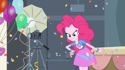 Size: 1366x768 | Tagged: safe, screencap, pinkie pie, equestria girls, balloon, solo