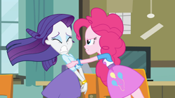 Size: 1366x768 | Tagged: safe, screencap, pinkie pie, rarity, equestria girls, clothes, female