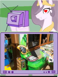 Size: 769x1015 | Tagged: safe, princess celestia, alicorn, pony, banana, childrens ride, exploitable meme, meme, obligatory pony, princess molestia, tv meme