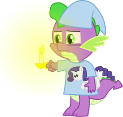 Size: 926x882 | Tagged: safe, artist:starshinesprint, rarity, spike, dragon, pony, unicorn, candle, clothes, hilarious in hindsight, plushie, rarity plushie