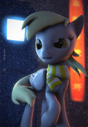 Size: 1500x2160 | Tagged: safe, artist:giz sh, derpy hooves, pegasus, pony, 3d, clothes, female, mare, scarf, solo, source filmmaker, winter