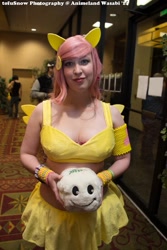 Size: 683x1024 | Tagged: artist needed, safe, artist:rae-gunn, fluttershy, human, animeland wasabi, cosplay, irl, irl human, photo, plushie