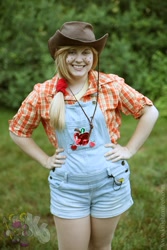 Size: 599x899 | Tagged: safe, applejack, human, cosplay, irl, irl human, photo, solo