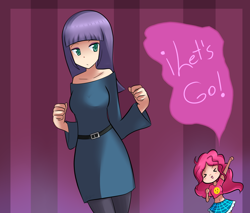 Size: 1456x1242 | Tagged: safe, artist:superalvichan, maud pie, pinkie pie, human, humanized, speech bubble