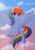 Size: 3145x4438 | Tagged: safe, artist:fluffymaiden, derpibooru import, rainbow dash, pegasus, pony, cute, cutie mark, dashabetes, female, flying, looking at you, smiling, solo, spread wings, underhoof, wings