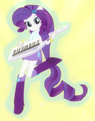 Size: 479x611 | Tagged: safe, screencap, rarity, equestria girls, player piano, rainbow rocks, boots, bracelet, clothes, high heel boots, jewelry, keytar, musical instrument, ponied up, ponytail, skirt, solo