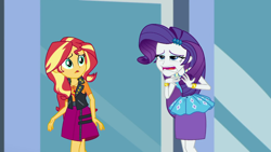 Size: 1280x720 | Tagged: safe, screencap, rarity, sunset shimmer, better together, display of affection, equestria girls, female, geode of empathy, magical geodes