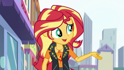 Size: 1280x720 | Tagged: safe, screencap, sunset shimmer, better together, display of affection, equestria girls, canterlot city, geode of empathy, magical geodes, solo