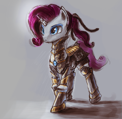 Size: 593x578 | Tagged: safe, artist:rain-gear, rarity, pony, unicorn, armor, female, mare, solo