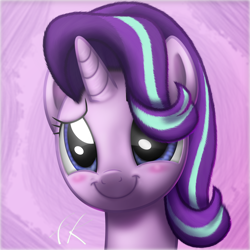 Size: 3100x3100 | Tagged: safe, artist:facelesssoles, starlight glimmer, pony, unicorn, blushing, cute, daaaaaaaaaaaw, digital art, female, glimmerbetes, looking at you, mare, smiling, solo