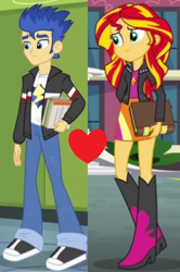 Size: 392x589 | Tagged: safe, edit, edited screencap, screencap, flash sentry, sunset shimmer, equestria girls, female, flashimmer, heart, male, shipping, shipping domino, straight