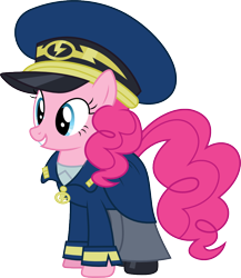 Size: 874x1007 | Tagged: safe, artist:gamemasterluna, pinkie pie, earth pony, pony, testing testing 1-2-3, clothes, simple background, solo, svg, transparent background, uniform, vector